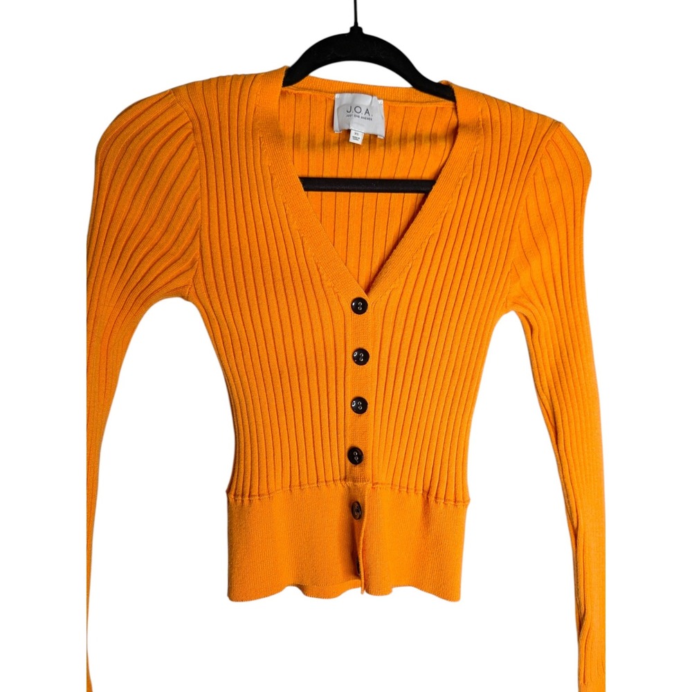 Y2K Ribbed V-Neck Cropped Sweater‎ Extra Long Sleeves JOA XS Indie Grunge Preppy
